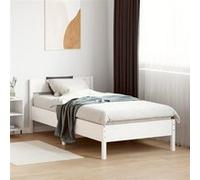 vidaXL Cadre de lit avec tête de lit, lit simple 90x190 cm, bois de pin massif, blanc