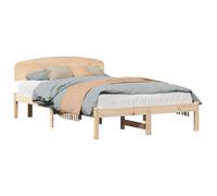 vidaXL Cadre de lit avec tête de lit Naturel 120 x 190 cm Pin Massif, Cadre de lit stylé, Bois Massif, Design Moderne, Montage Simple, Lattes Fixes, Meuble pour Chambre