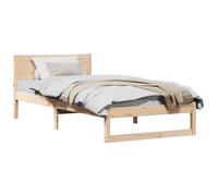 vidaXL Cadre de lit avec tête de lit Naturel 75 x 190 cm Pin Massif, Chambre stylée, lit Moderne, Bois de pin Solide, Design Minimaliste, Meuble Fonctionnel pour Une Chambre Chic