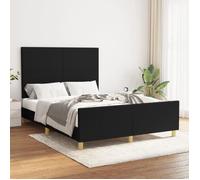 vidaXL Cadre de lit avec tête de lit Noir 140x190 cm Tissu