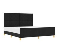 vidaXL Cadre de lit avec tête de lit Noir 180 x 200 cm tissu | Fait pour durer au quotidien, Le design en blocs de diamant apporte un style unique, Parfait pour un matelas de 180 x 200 cm