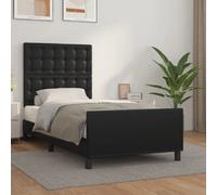 vidaXL Cadre de lit avec tête de lit - Noir - 90x190 cm