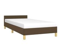VidaXL Cadre de Lit avec Tête de Lit Rembourré et Sommier à Lattes - Simple Adulte - Marron Foncé - 80x200 cm - Tissu