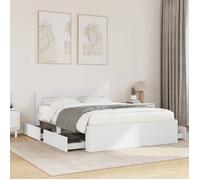 vidaXL Cadre de lit avec tête de lit blanc 140x200cm bois d'ingénierie, meubles de chambre à coucher, lit double, sommier, 3295562