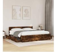 vidaXL Cadre de lit avec tête de lit sans matelas chêne fumé 180x200cm 3295545