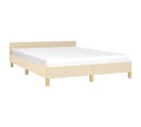 vidaXL Cadre de Lit avec Tête de Lit Sommier à Lattes Lit Rembourré Cadre à Lattes Lit Double Adulte Chambre Intérieur Crème 140x190 cm Tissu