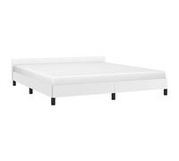 vidaXL Cadre de Lit avec Tête de Lit Sommier à Lattes Lit Rembourré Cadre à Lattes Lit Double Adulte Chambre Intérieur Blanc 160x200 cm Similicuir