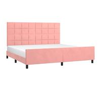 vidaXL Cadre de Lit avec Tête de Lit Sommier à Lattes Lit Rembourré Cadre à Lattes Lit Double Adulte Meuble de Chambre Rose 200x200 cm Velours