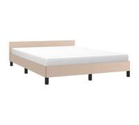 vidaXL Cadre de Lit avec Tête de Lit Sommier à Lattes Lit Rembourré Cadre à Lattes Lit Double Adulte Chambre Cappuccino 140x190 cm Similicuir