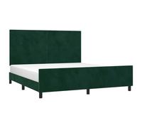 vidaXL Cadre de Lit avec Tête de Lit Sommier à Lattes Lit Rembourré Cadre à Lattes Lit Double Adulte Meuble de Chambre Vert Foncé 180x200 cm Velours