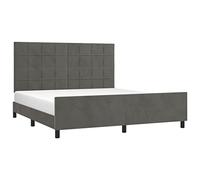 vidaXL Cadre de lit avec tête de lit 160x200 cm velours gris foncé, sommier à lattes rembourré