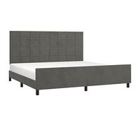 vidaXL Cadre de Lit avec Tête de Lit Sommier à Lattes Lit Rembourré Cadre à Lattes Lit Double Adulte Meuble de Chambre Gris Foncé 200x200 cm Velours