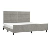 vidaXL Cadre de Lit avec Tête de Lit Sommier à Lattes Lit Rembourré Cadre à Lattes Lit Double Adulte Meuble de Chambre Gris Clair 200x200 cm Velours