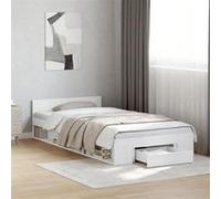 vidaXL Cadre de lit avec tiroir blanc 75x190 cm bois d'ingénierie, lit, lit de rangement, cadre de lit simple, lit simple, 3280804 Blanc G