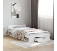 vidaXL Cadre de lit 90x200 cm avec tiroir Bois d'ingénierie Blanc
