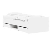 vidaXL Cadre de lit avec tiroir blanc contreplaqué, lit tendance pour chambre à coucher, solution de rangement moderne, design en bois résistant