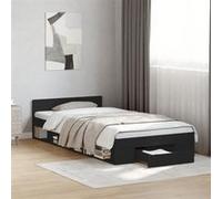 vidaXL Cadre de lit avec tiroir Noir 90x190 cm Bois d'ingénierie, lit, lit de Rangement, Cadre de lit Simple, lit Simple, Meuble de Chambre, sommier