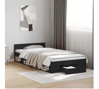 vidaXL Cadre de lit avec tiroir noir 90x190 cm bois d'ingénierie, lit, lit de rangement, cadre de lit simple, lit simple, 3280784