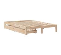 vidaXL Cadre de lit avec tiroirs 120x190 cm Bois de pin Massif, sommier, Cadre de lit Double, Cadre de lit en Bois Massif, Meuble de Chambre à Coucher