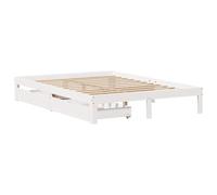 vidaXL Cadre de lit avec tiroirs Blanc 120x200 cm Bois de pin Massif, sommier, Cadre de lit Double, Cadre de lit en Bois Massif