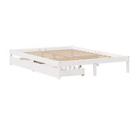 vidaXL Cadre de lit avec tiroirs Blanc 120x200 cm Bois de pin Massif, sommier, Cadre de lit Double, Cadre de lit en Bois Massif