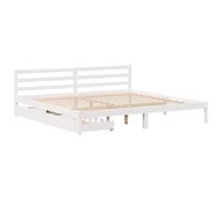vidaXL Cadre de lit avec tiroirs Blanc 200x200 cm Bois Massif de pin, sommier, Cadre de lit Double, Cadre de lit en Bois Massif