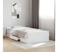 vidaXL Cadre de lit avec tiroirs blanc 90x200 cm bois d'ingénierie, lit, lit de rangement, cadre de lit simple, lit simple, meuble de chambre, sommier 3280335 Blanc G
