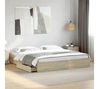 vidaXL Cadre de lit avec tiroirs chêne sonoma 200x200 cm, lit, lit de rangement, cadre de lit double, lit double, meuble de 3280631 Or G