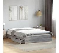 vidaXL Cadre de lit avec tiroirs sans matelas sonoma gris 140x200 cm