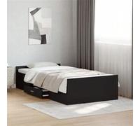 vidaXL Cadre de lit avec tiroirs sans matelas noir 75x190 cm