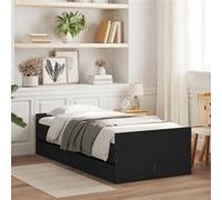 vidaXL Cadre de lit avec tiroirs, sommier à lattes, sans matelas – Noir 90x190 cm