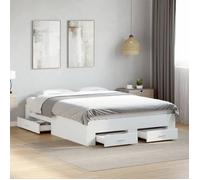 vidaXL Cadre de lit avec tiroirs sans matelas blanc 140x190 cm
