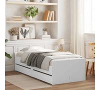 vidaXL Cadre de Lit avec Tiroirs, Lit Simple avec Sommier à Lattes, Lit Adulte de Chambre, Moderne, Blanc 90x190 cm Bois d'Ingénierie