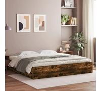 vidaXL Cadre de lit à tiroirs chêne fumé 160x200 cm Bois d'ingénierie, lit, lit de Rangement, Cadre de lit Double, lit Double