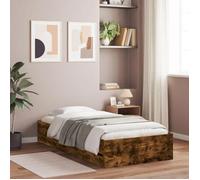 vidaXL Cadre de Lit et Tiroirs, Lit Simple avec Sommier à Lattes, Lit Adulte, Meuble de Chambre, Moderne, Chêne Fumé 90x190 cm Bois d'Ingénierie