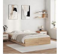 vidaXL Cadre de lit avec tiroirs sans matelas chêne sonoma 120x190 cm 3207317
