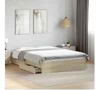 vidaXL Cadre de lit avec tiroirs sans Matelas chêne Sonoma 140x190 cm