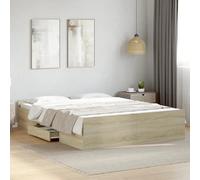 vidaXL Cadre de lit avec tiroirs sans matelas chêne sonoma 140x200 cm