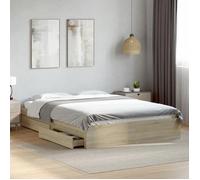 vidaXL Cadre de lit avec tiroirs 160x200 cm chêne Sonoma sans matelas Marron 3280645