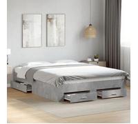 vidaXL Cadre de lit à tiroirs 3280373 gris béton 160x200 cm bois d'ingénierie sans matelas