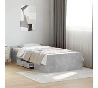 vidaXL Cadre de lit avec tiroirs sans matelas gris béton 75x190 cm