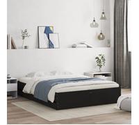 vidaXL Cadre de lit à tiroirs Noir 140x190 cm Bois d'ingénierie sans matelas