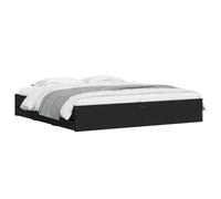 vidaXL Cadre de lit à tiroirs Double 160x200 cm Bois d'ingénierie Noir Sans matelas