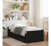 vidaXL Cadre de lit avec tiroirs sans matelas noir 90x190 cm