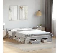 vidaXL Bedframe met lades bewerkt hout grijs sonoma eiken 150x200 cm3280746 Gris G