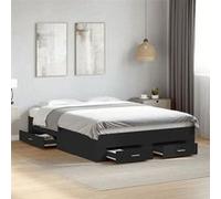 vidaXL Cadre de lit avec tiroirs sans matelas noir 135x190 cm