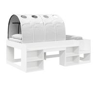 vidaXL Cadre de lit avec Tunnel 3 pcs Blanc Bois d'ingénierie, Chambre Moderne, Cadre de lit rectangulaire, Design Gain de Place, Bois Composite, Style Urbain