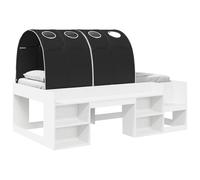 vidaXL Cadre de lit avec Tunnel 3 pcs Blanc et Noir Bois d'ingénierie, Chambre Moderne, Cadre de lit rectangulaire, Design Gain de Place, Bois Composite, Style Urbain