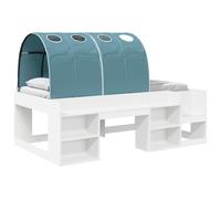 vidaXL Cadre de lit avec Tunnel avec étagère 3 pcs Blanc et Bleu Clair, Cadre de lit rectangulaire Moderne, Design Minimaliste, Meuble Gain de Place, Style Bois pour Dormir