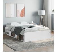 vidaXL Cadre de Lit, Lit Double avec Sommier à Lattes, Lit Adulte avec Rangement, Meuble de Chambre à Coucher, Moderne, Blanc 120x200 cm